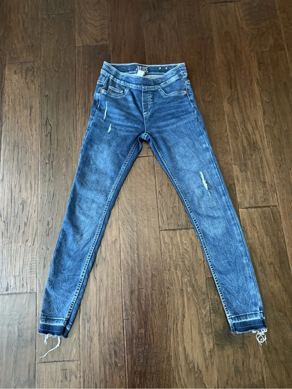 Justice Girls Blue Distressed Skinny Jeans